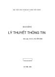 Bài giảng Lý thuyết thông tin - PGS.TS. Nguyễn Bình